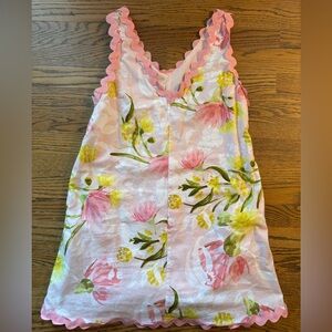 Petal & Pup Pink Floral Mini Dress with Yellow & Green Accents